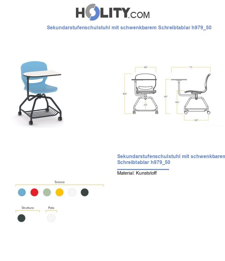 Sekundarstufenschulstuhl mit schwenkbarem Schreibtablar h979_50