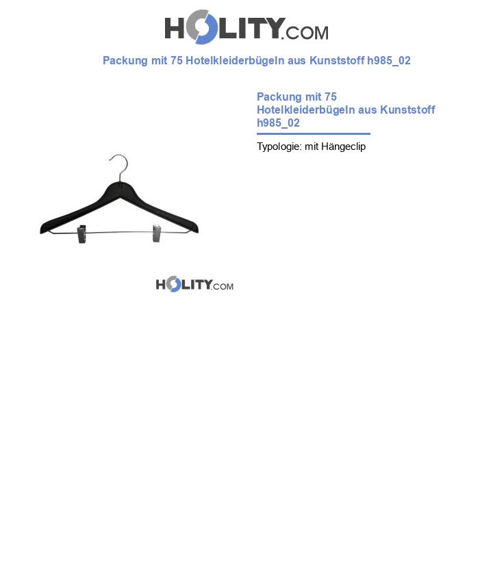 Packung mit 75 Hotelkleiderbügeln aus Kunststoff h985_02