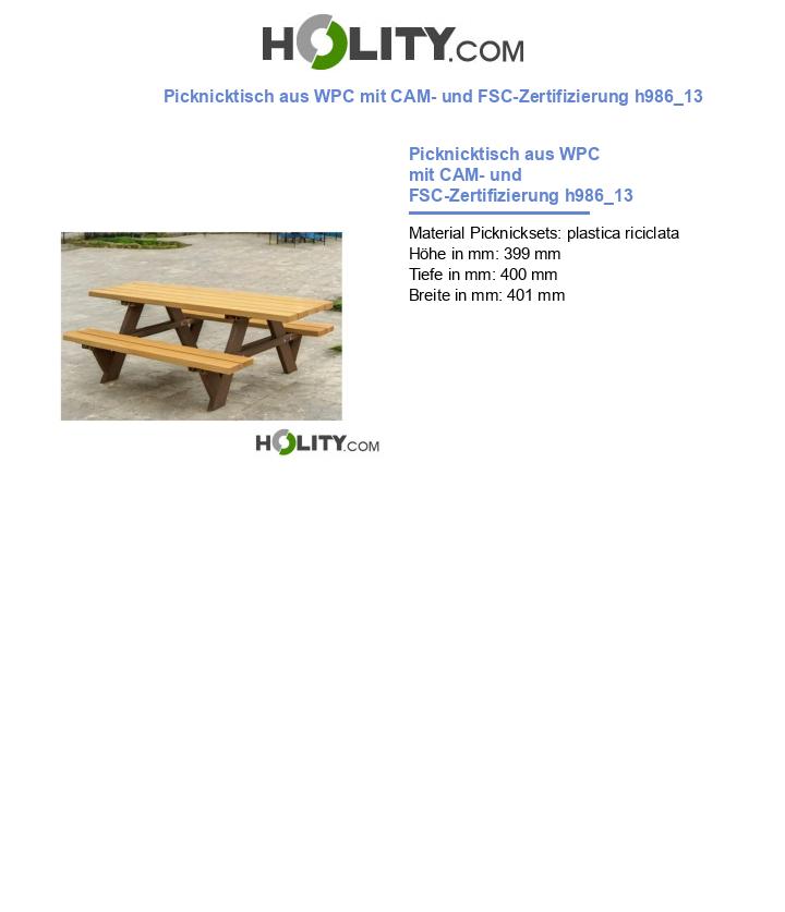 Picknicktisch aus WPC mit CAM- und FSC-Zertifizierung h986_13