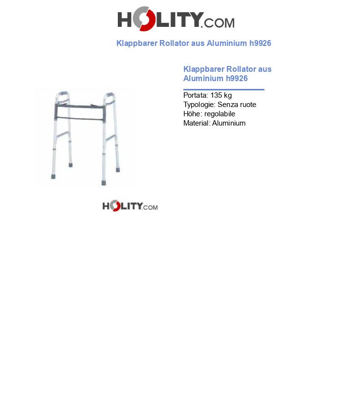 Klappbarer Rollator aus Aluminium h9926