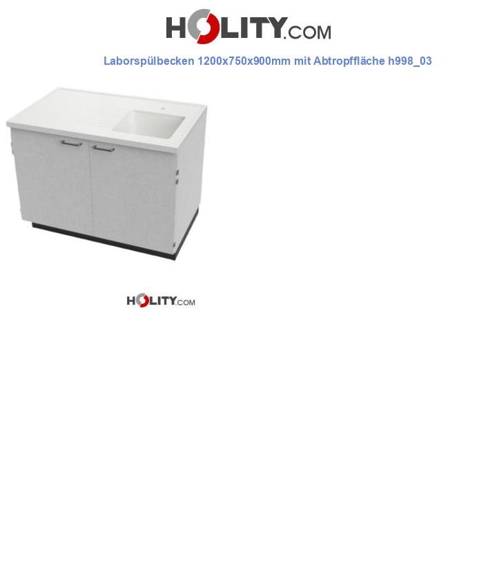 Laborspülbecken 1200x750x900mm mit Abtropffläche h998_03