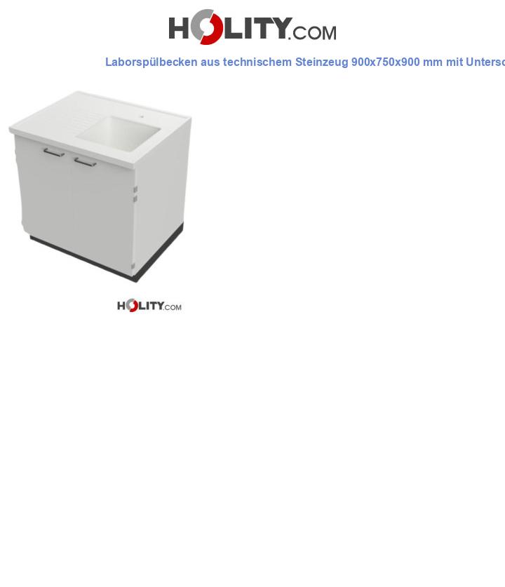 Laborspülbecken aus technischem Steinzeug 900x750x900 mm mit Unterschrank 2 Türen h998_05