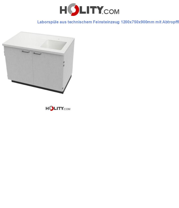 Laborspüle aus technischem Feinsteinzeug 1200x750x900mm mit Abtropffläche h998_06